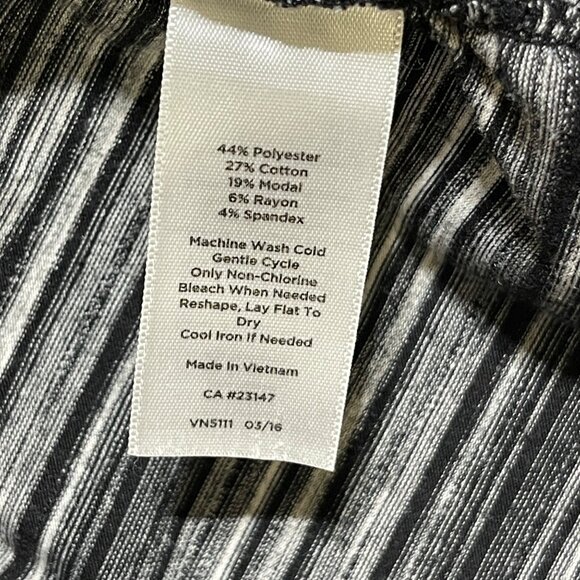 Talbots Ruched Side Top Stripe Black Stretch Cotton Blend Size M Medium - Picture 6 of 6